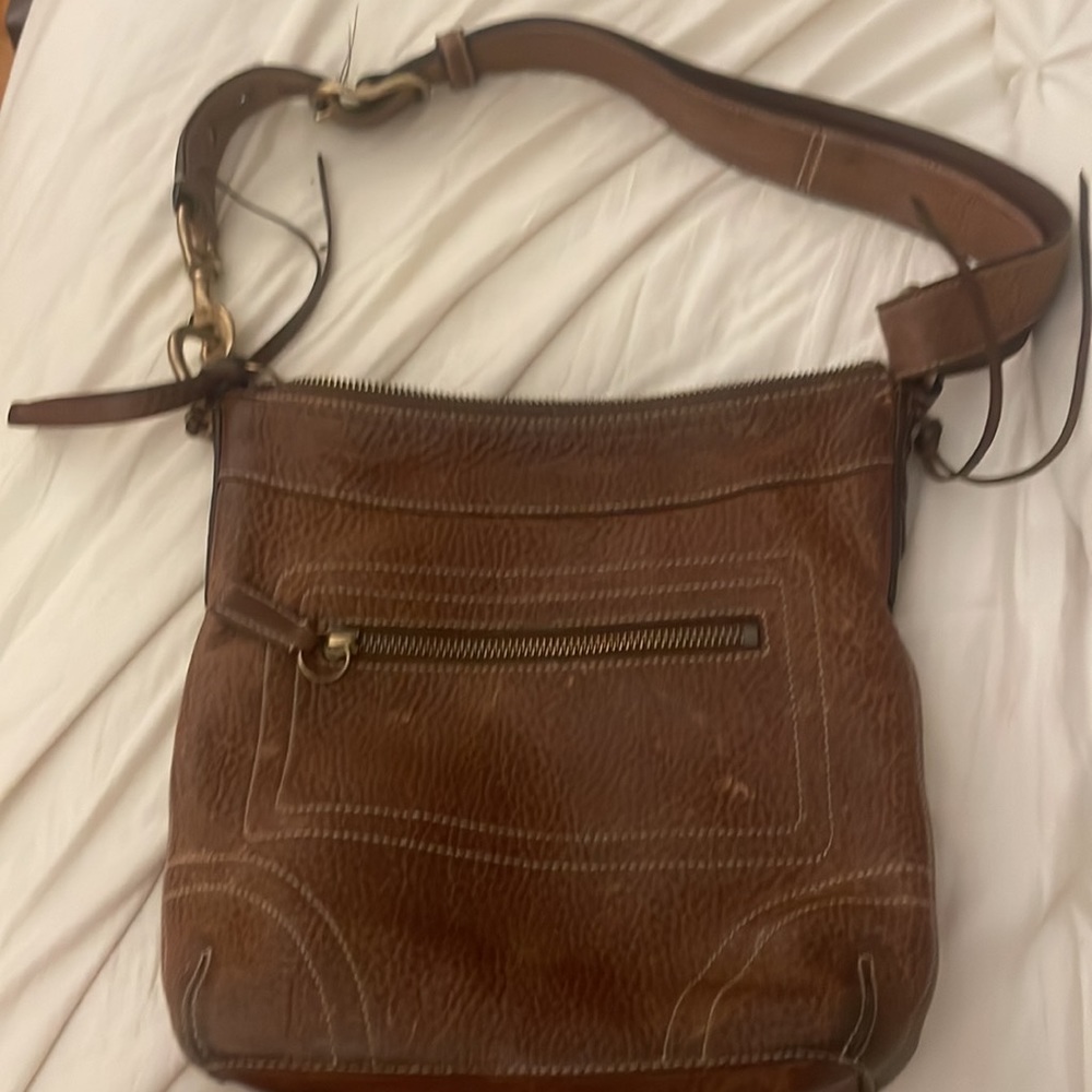 COACH F06S-10398 Brown Leather Small Crossbody Bag